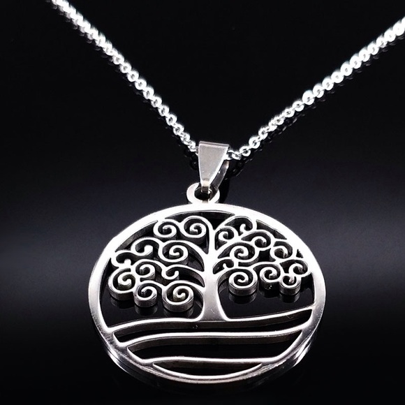 ❤️ STAINLESS STEEL TREE OF LIFE NECKLACE ⭐️ 1 LEFT - Picture 2 of 4